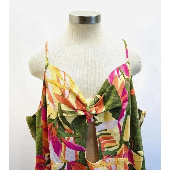 NWT REWIND Women Sleeveless Pullover V-Neck Smocked Back Keyhole Dress Size 2X - Picture 2 of 13